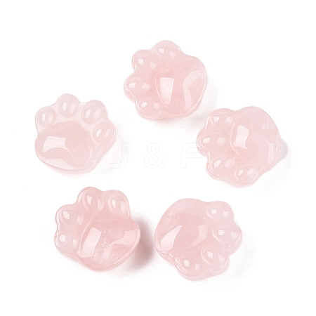 Natural Rose Quartz Cat Paw Print Figurines DJEW-N003-03I-1