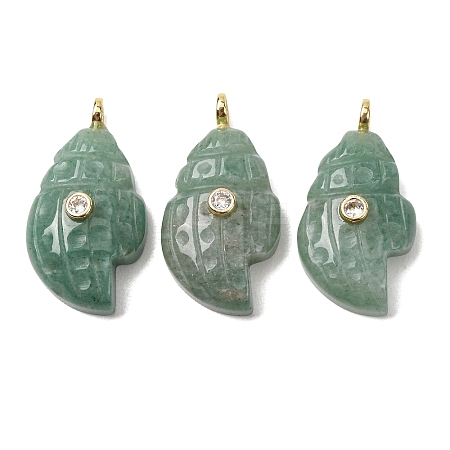 Natural Green Aventurine Carved Pendants G-H357-05G-05-1