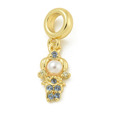 Rack Plating Brass & Cubic Zirconia & ABS Plastic Pearl European Pendants KK-Z067-61B-G-1