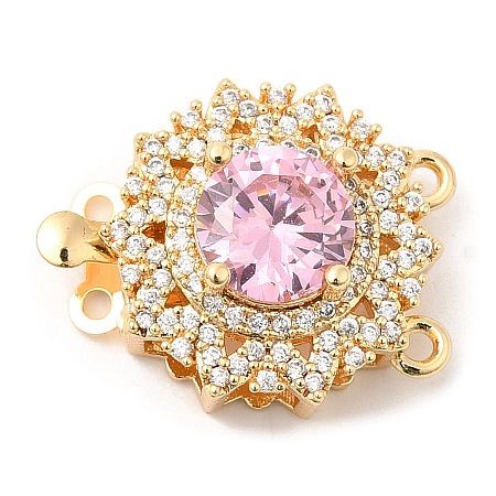 Brass Micro Pave Clear Cubic Zirconia Box Clasps LS-KK-E052-01C-G02-1