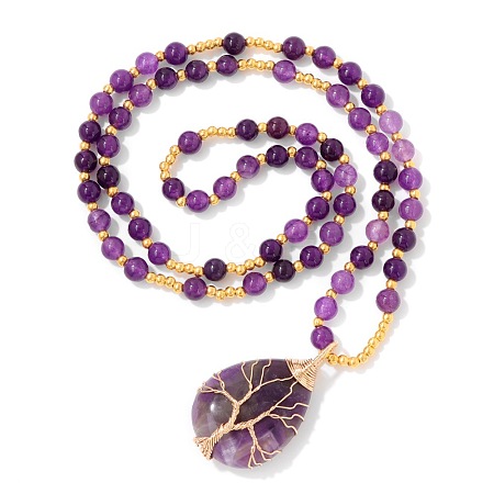 Gemstone Bead Stretch Necklaces PW-WG37DCA-01-1