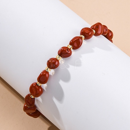 Natural Red Jasper Beaded Bracelets for Women G-P563-07P-10-1