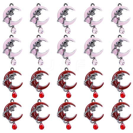 20Pcs 2 Colors Alloy Rhinestone Pendants FIND-PH0026-14-1