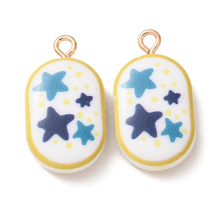 Printed Alloy with Acrylic Pendants AL-CBAE25B-04G-G-1