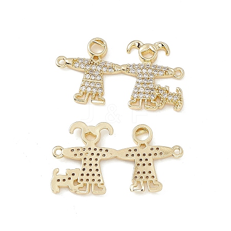 Brass Micro Pave Clear Cubic Zirconia Connector Charms KK-E068-VB334-1