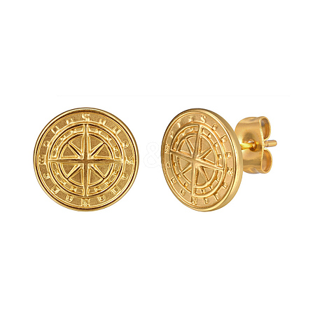 Stainless Steel Compass Stud Earrings PW-WGBC328-02-1