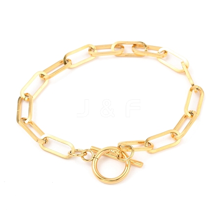 Unisex PVD Vacuum Plating 304 Stainless Steel Paperclip Chain Bracelets BJEW-H541-03A-G-1