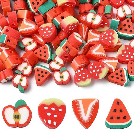 100Pcs 4 Styles Handmade Polymer Clay Beads CLAY-YW0002-38-1
