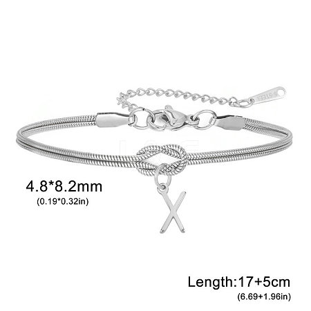 304 Stainless Steel Initial Charm Bracelets FS-WGD8E41-01-1