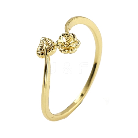 Leaf & Flower Brass Adjustable Ring Settings KK-G527-01C-G-1