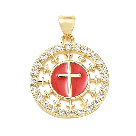 Religion Cross Brass Micro Pave Clear Cubic Zirconia Pendants CU-CBA83A6-03E-G03-1