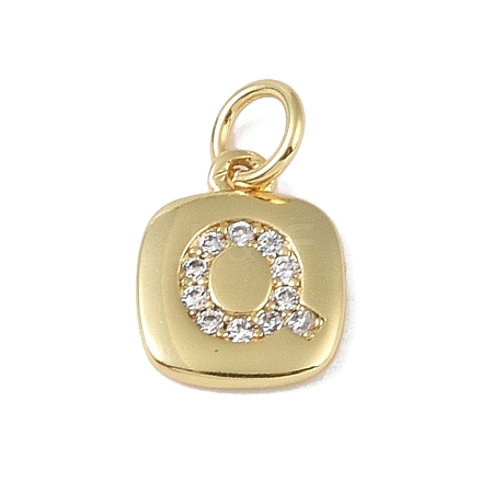 Rack Plating Brass Micro Pave CLear Cubic Zirconia Charms KK-E110-14G-Q-1