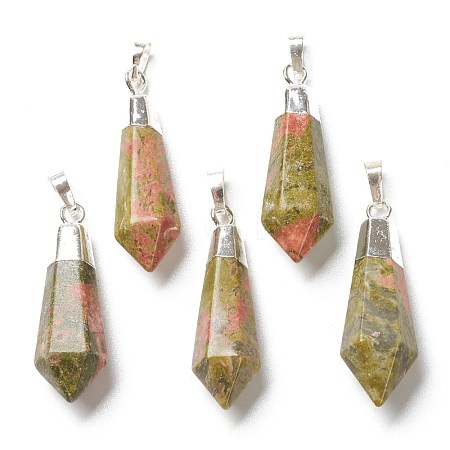 Natural Unakite Pointed Pendants G-P445-E07-1