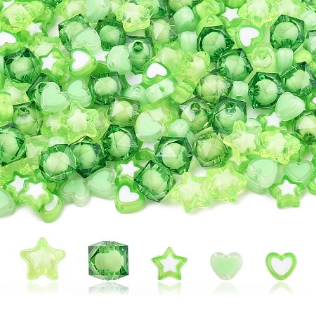 200Pcs 5 Styles Transparent Acrylic Beads TACR-FS0001-54B-1