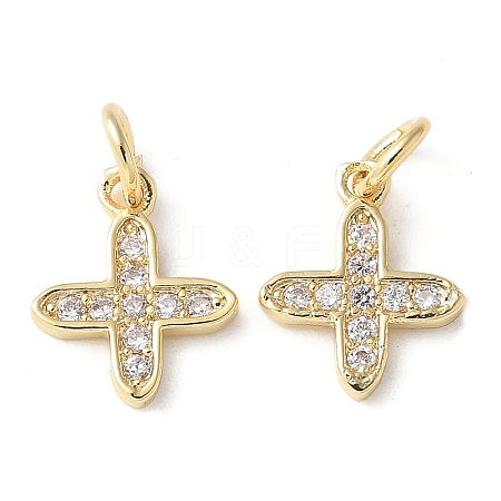 Brass Micro Pave Clear Cubic Zirconia Pendants KK-Q031-31G-02-1