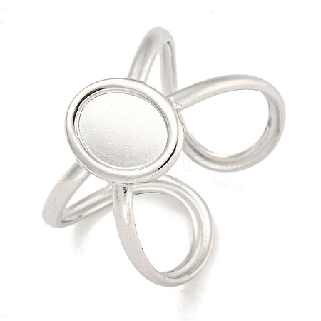 Non-Tarnish 304 Stainless Steel Oval Cuff Ring Components RJEW-A043-07P-1