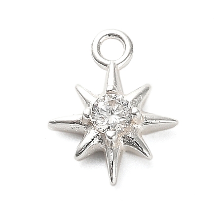 925 Sterling Silver Clear Cubic Zirconia 8-Pointed Star Charms STER-U009-06S-1