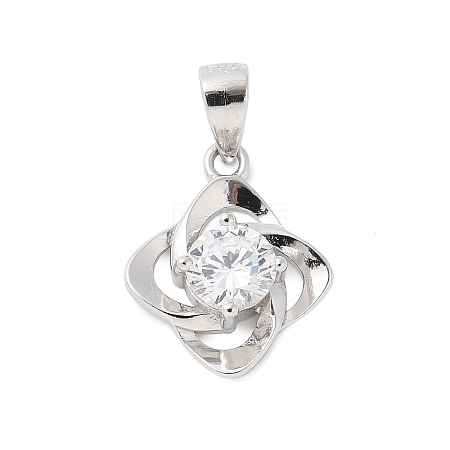 Pure Silver Cubic Zirconia Pendants STER-S008-01A-P-1