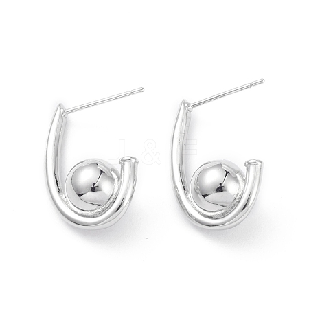 Rack Plating Brass Stud Earrings for Women EJEW-K245-28P-1