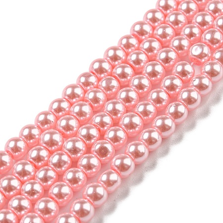 10 Strands Baking Painted Pearlized Glass Pearl Round Bead Strands HY-SZ0001-02A-01-1