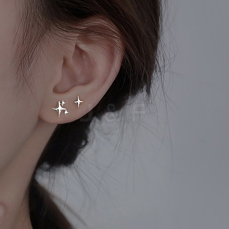 2 Pairs Alloy Stud Earrings for Women EJEW-FS0001-27D-1