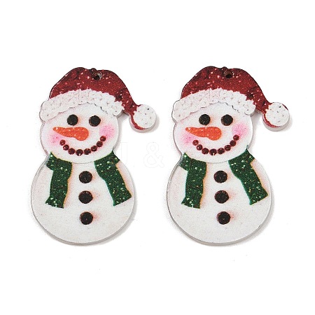 Christmas Themes Opaque Printed Acrylic Pendants OACR-B037-02-1