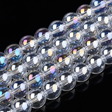 Electroplate Transparent Glass Beads Strands GLAA-T032-T6mm-AB13-1