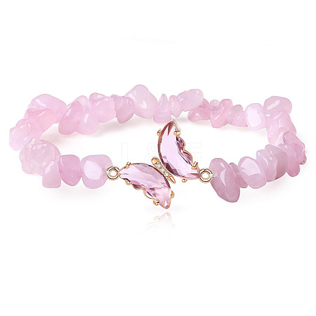 Fashionable Natural Rose Quartz Chips Beaded Bracelets TI6720-3-1