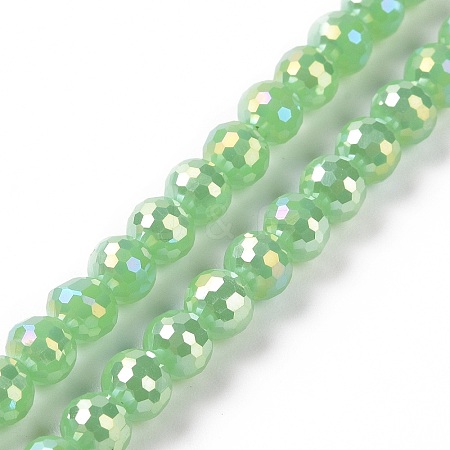 Electroplate Opaque Solid Color Glass Beads Strands GLAA-E036-10C-1