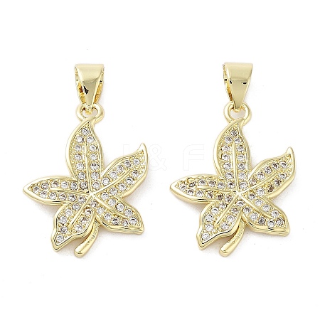 Flower Brass Micro Pave Cubic Zirconia Pendants KK-E102-10G-1