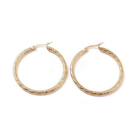 Vacuum Plating 201 Stainless Steel Textured Hoop Earrings with 304 Stainless Steel Pin for Women EJEW-F280-18-G-1
