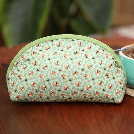 DIY Flower Pattern Moon-shaped Cosmetic Bag Embroidery Kit PW23021003898-1