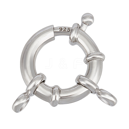 1Pc 925 Sterling Silver Spring Ring Clasps STER-BC0003-01B-1