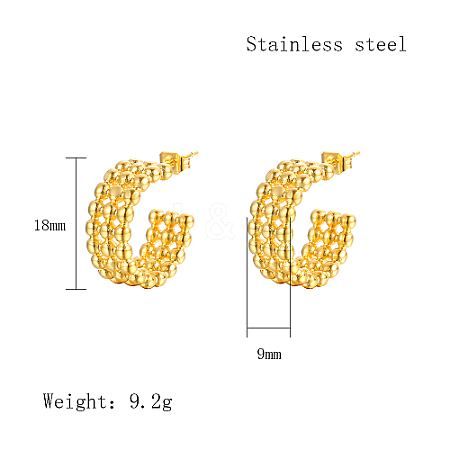 304 Stainless Steel Round Stud Earrings PJ3518-1-1