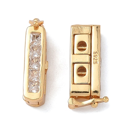 925 Sterling Silver Cubic Zirconia Twister Clasps STER-WH0007-28C-G-1