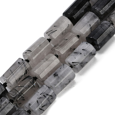 Natural Tourmalinated Quartz Beads Strands G-G162-D17-02-1