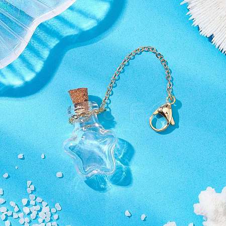 Empty Glass Wishing Bottle Pendant Decorations HJEW-JM02662-01-1