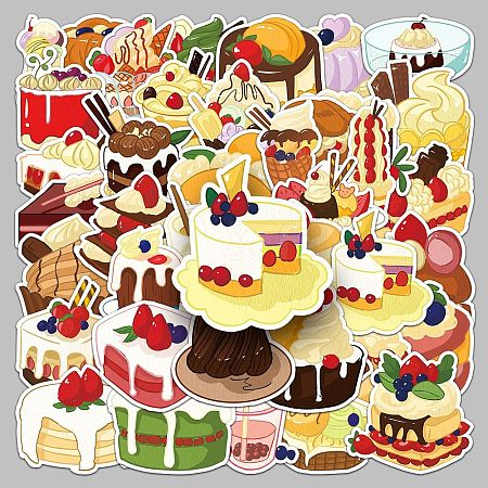 50Pcs Dessert PVC Self-Adhesive Stickers PW-WG54368-01-1