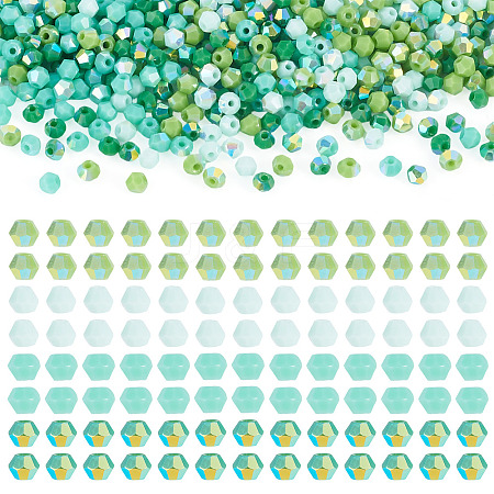 4 Strands 4 Colors AB Color Plated Opaque Glass Beads Strands GLAA-TADJ0001-20A-1