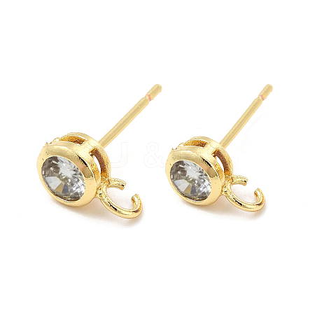 Brass Micro Pave Cubic Zirconia Stud Earring Findings ZIRC-P105-02G-05-1