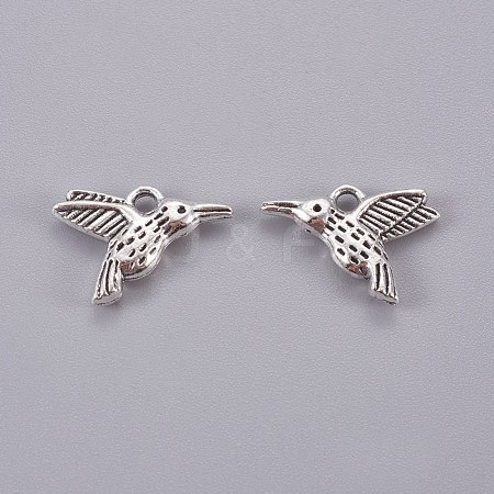 Tibetan Style Alloy Hummingbird Charms Pendants X-TIBEP-1096-AS-LF-1