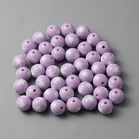 Opaque Acrylic Beads SACR-WH0009-12C-1