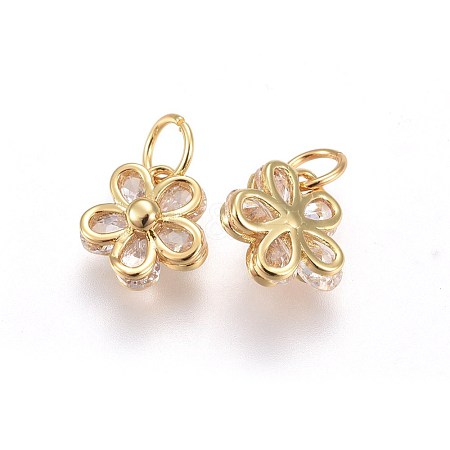 Brass Cubic Zirconia Charms ZIRC-E162-17G-1