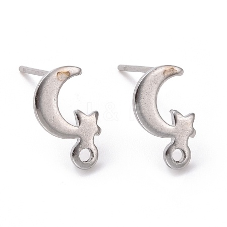 Non-Tarnish 201 Stainless Steel Stud Earring Findings STAS-K241-28P-1