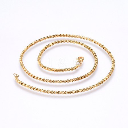 304 Stainless Steel Box Chain Necklaces NJEW-F227-09G-06-1