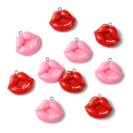 10Pcs 2 Colors Opaque Resin Pendants RESI-YW0003-46-1