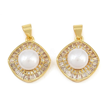 Brass Micro Pave Clear Cubic Zirconia Pendants KK-CBA6A75-43G-1