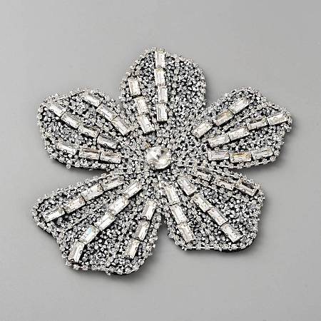 Felt & Rhinestone Embroider Thread Iron on/Sew On Patches PATC-WH0023-30B-1