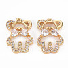 Rack Plating Brass Micro Pave Clear Cubic Zirconia Pendants X-KK-T060-09-RS-2