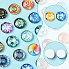 60Pcs Printed Glass Half Round Cabochons GGLA-FS0001-14-3